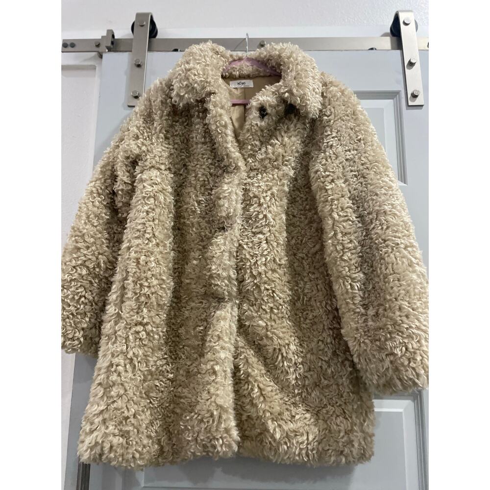 Faux Fur teddy statement Oversized luxe coat Boho M/L, NWOT Penny Lane retro